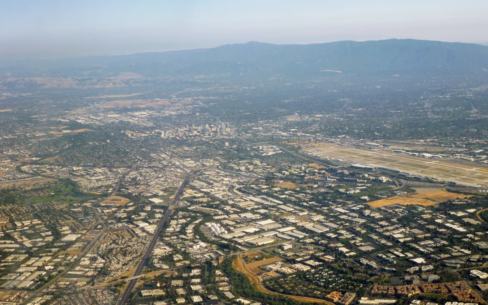 Silicon Valley landscape facing southward toward San Jose